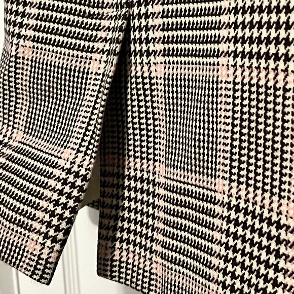 Ann Taylor 100% wool skirt plaid gingham brown pink preppy academia 4 petite - Picture 4 of 6